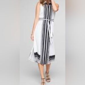 White House Black Market Black and White Midi Dress